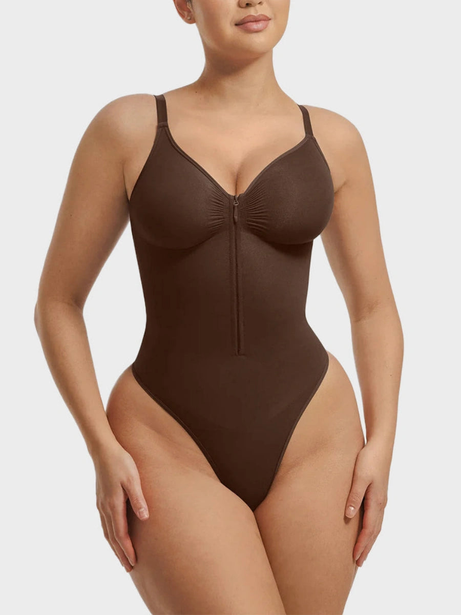 Tummy Tucking Seamless Bodysuit with Corset Zipper