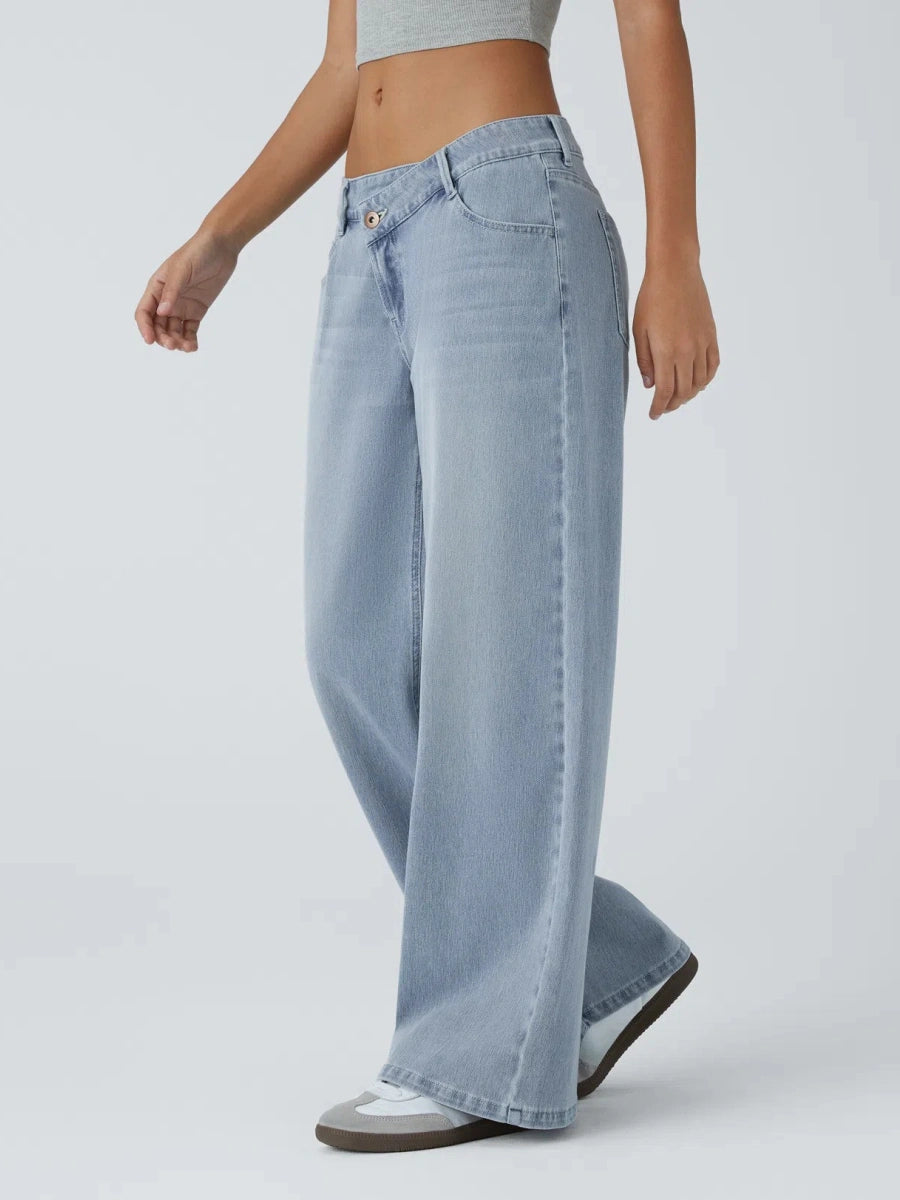 Asym Low-Rise Wide Leg Jeans