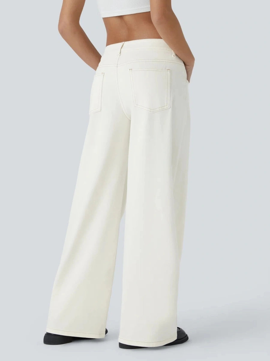 Asym Low-Rise Wide Leg Jeans