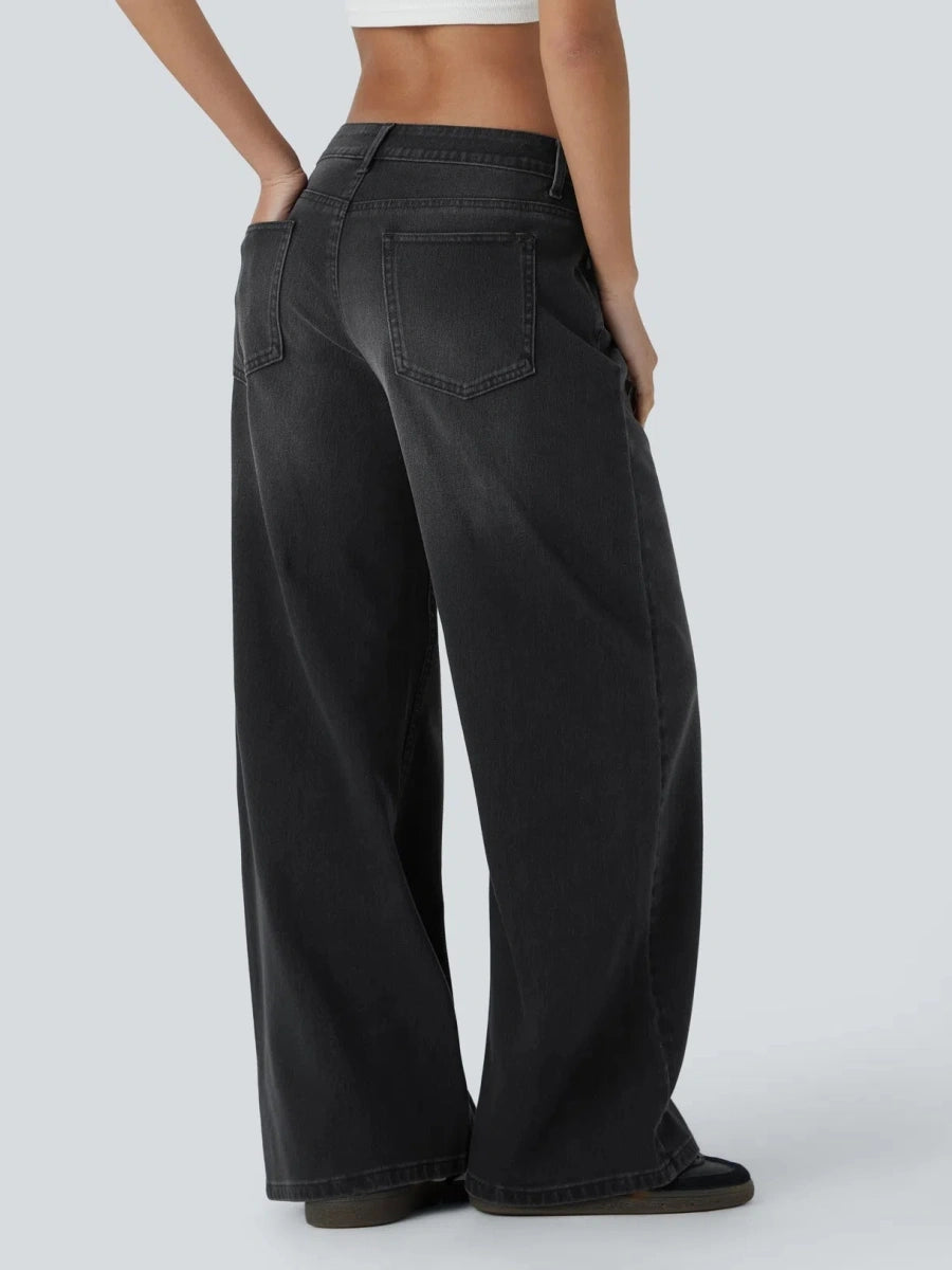 Asym Low-Rise Wide Leg Jeans