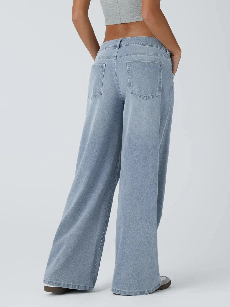 Asym Low-Rise Wide Leg Jeans