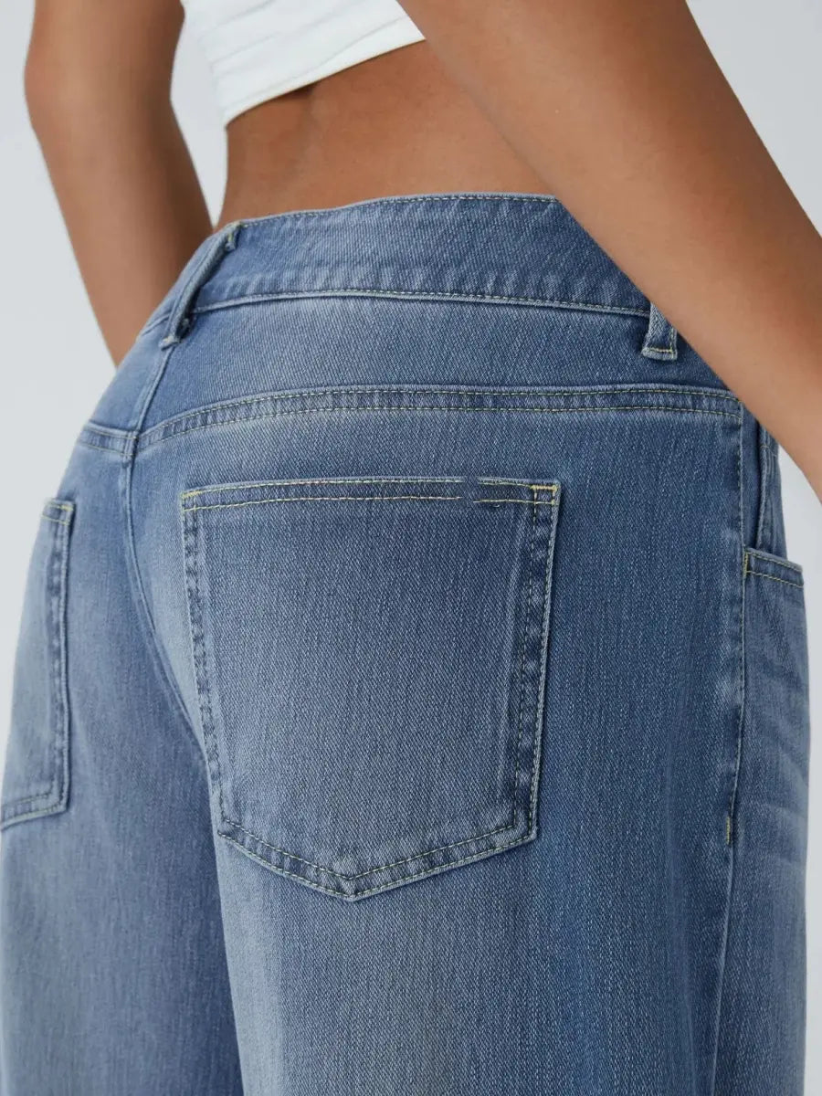 Asym Low-Rise Wide Leg Jeans