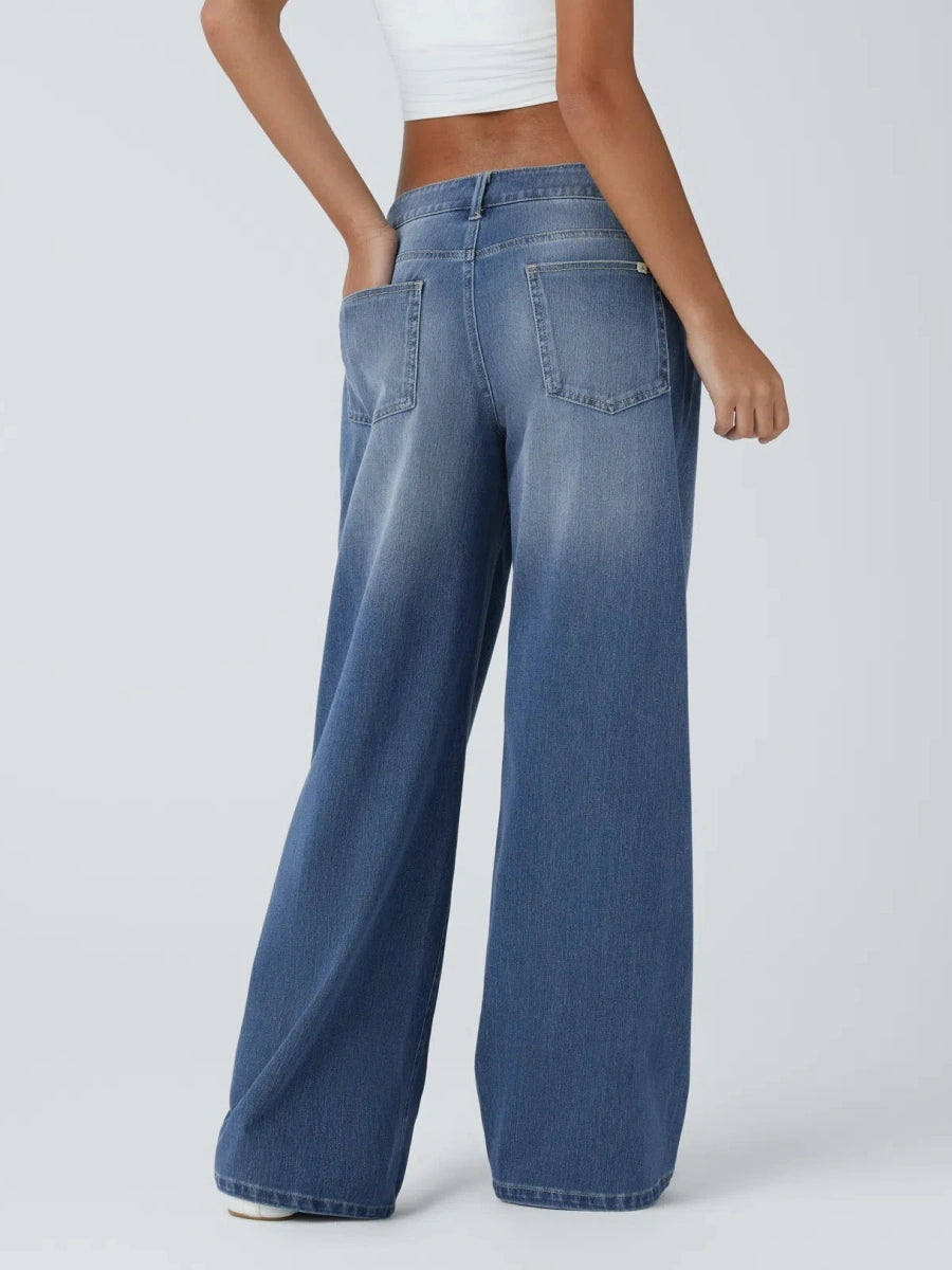 Asym Low-Rise Wide Leg Jeans