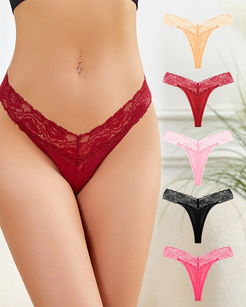 Low-Cut Cotton Lace Trim Bikini Briefs