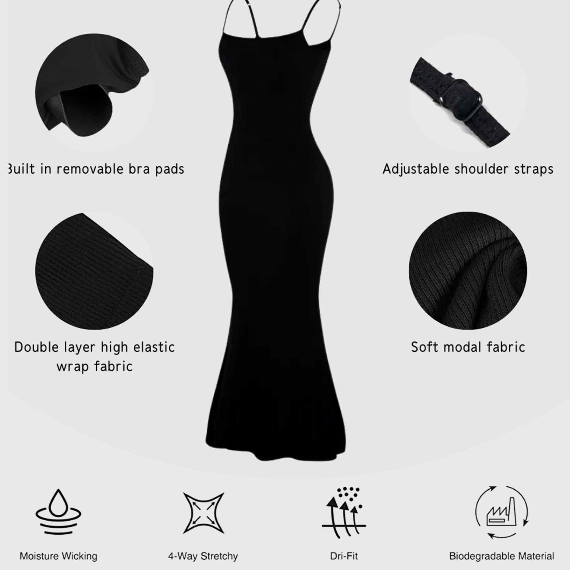 Tight Shaper Dress with Slim Tummy and Built-in 360° Firm and Slimming Butt Lifter