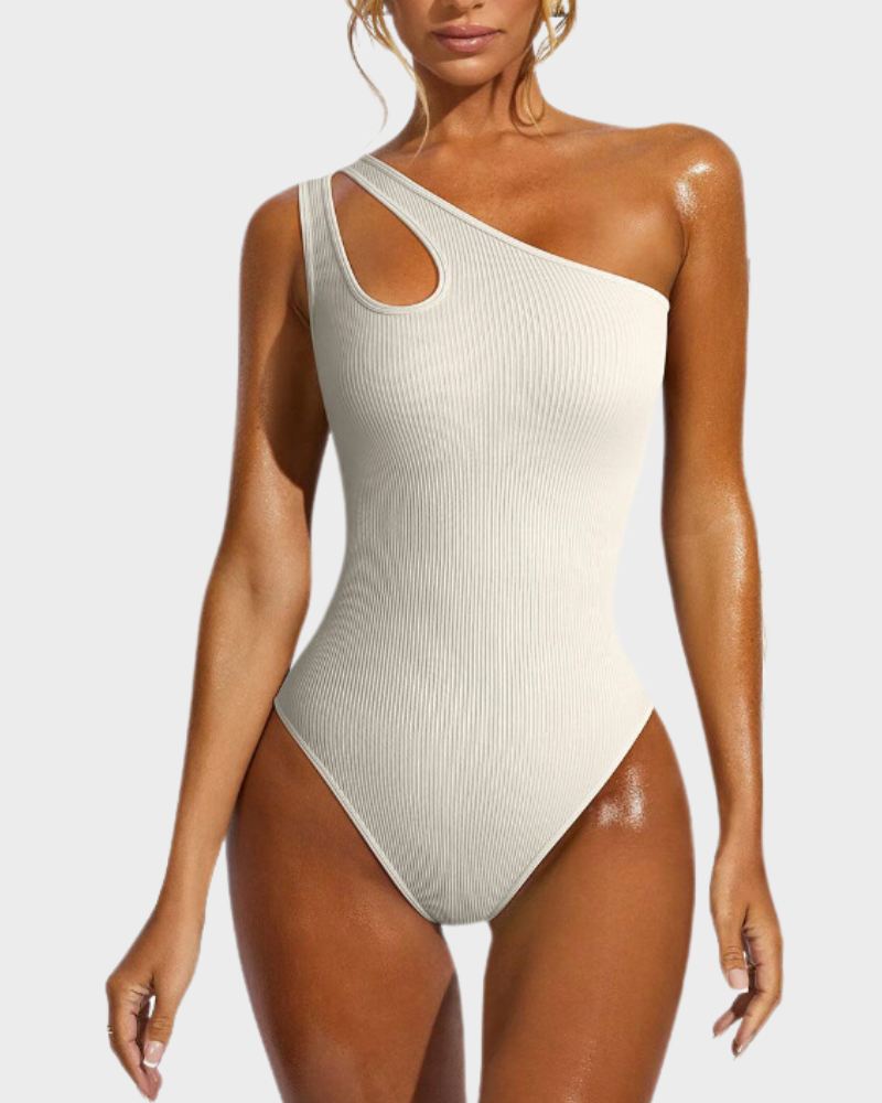 BlissShe® One Shoulder Cutout Thong Bodysuits