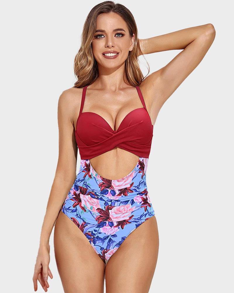 BlissShe® Crisscross Cutout One-Piece Swimwear