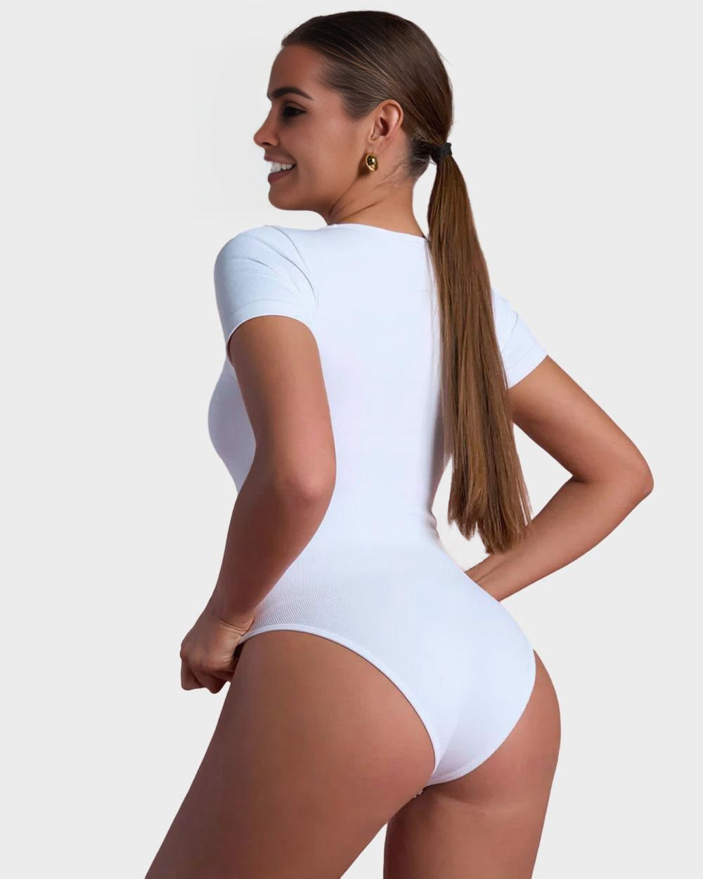 BlissShe® Basic Square Neck Thong Bodysuit