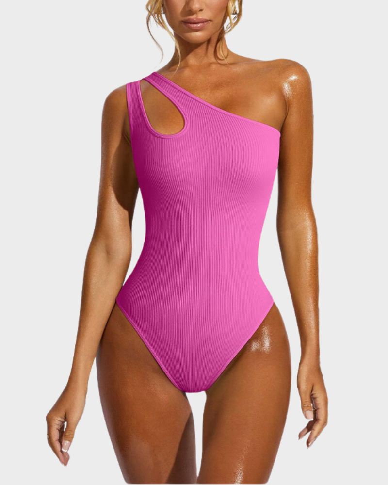 BlissShe® One Shoulder Cutout Thong Bodysuits