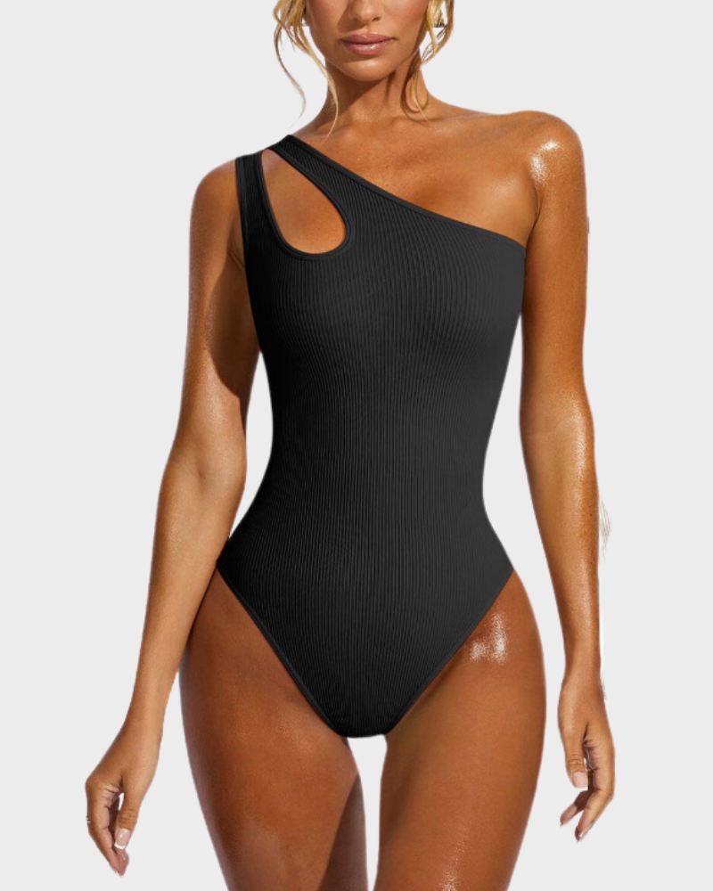 BlissShe® One Shoulder Cutout Thong Bodysuits