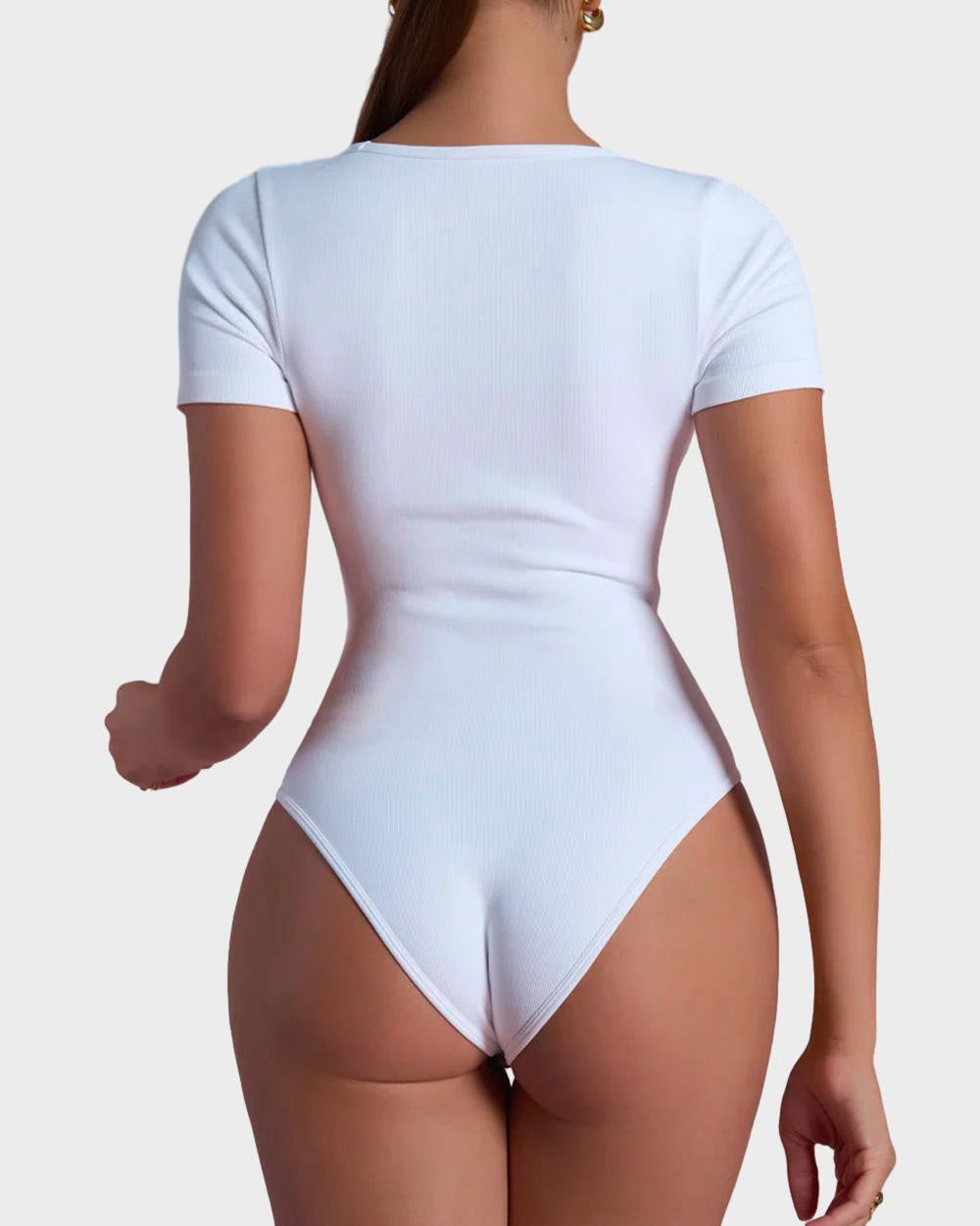 BlissShe® Basic Square Neck Thong Bodysuit