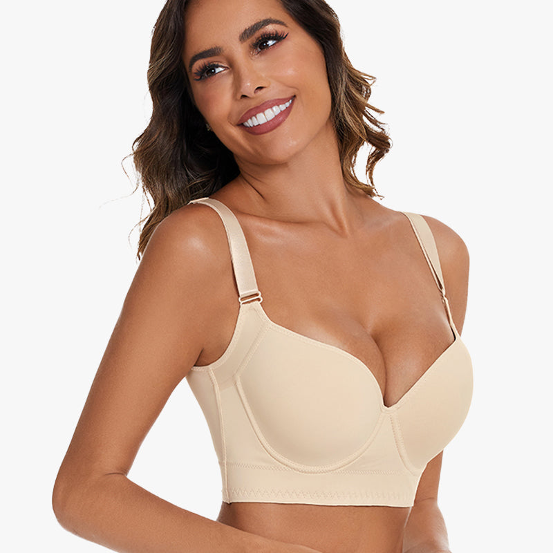 BlissShe® Full-Coverage Back Smoothing Bra-Beige