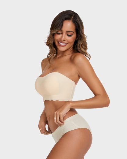 BlissShe® Trägerloser Unsichtbarer Push-Up-BH Beige 