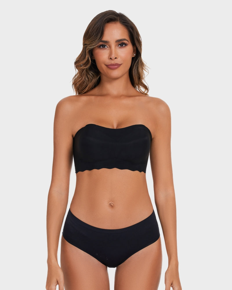 BlissShe® Trägerloser Unsichtbarer Push-Up-BH Schwarz 