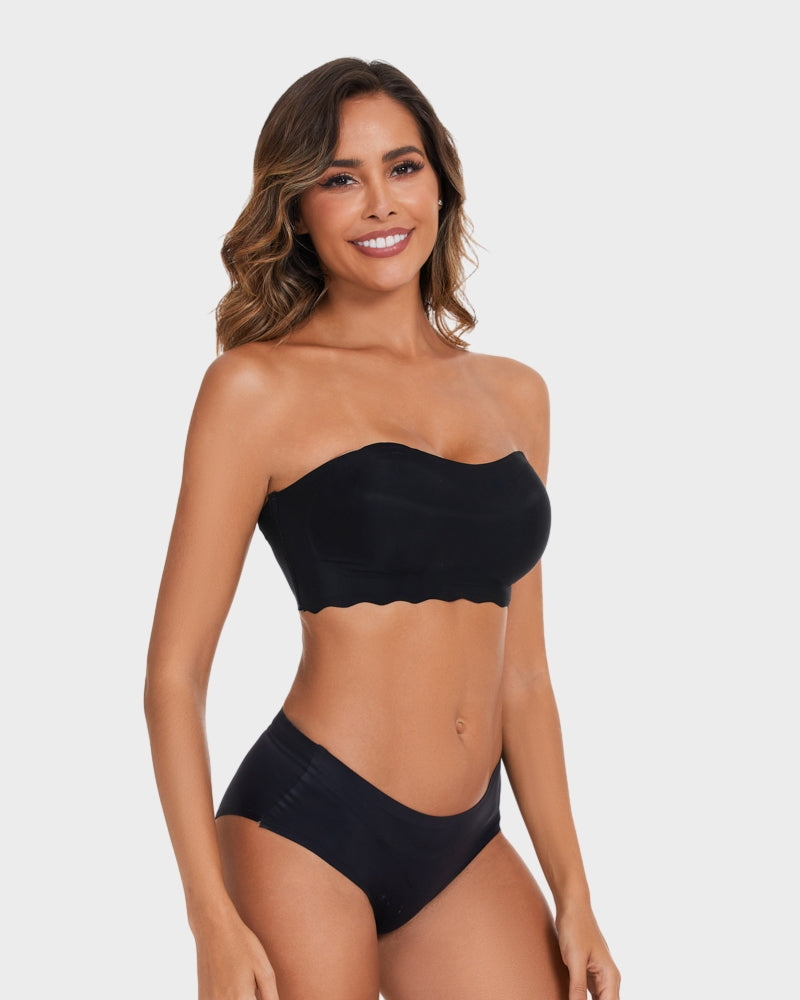 BlissShe® Trägerloser Unsichtbarer Push-Up-BH Schwarz 