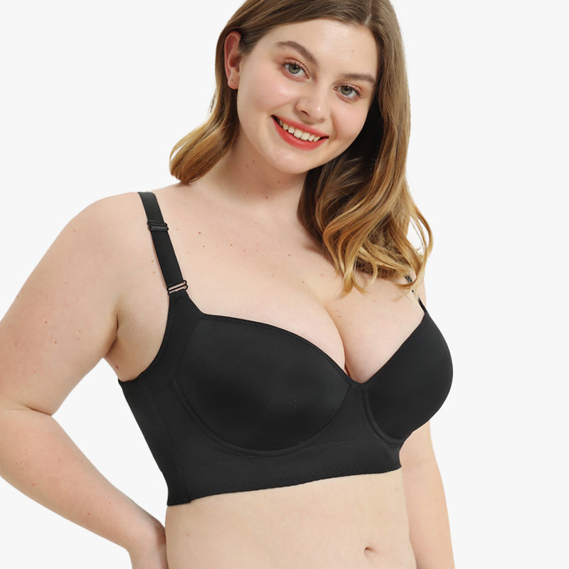 BlissShe® Full-Coverage Back Smoothing Bra-Black