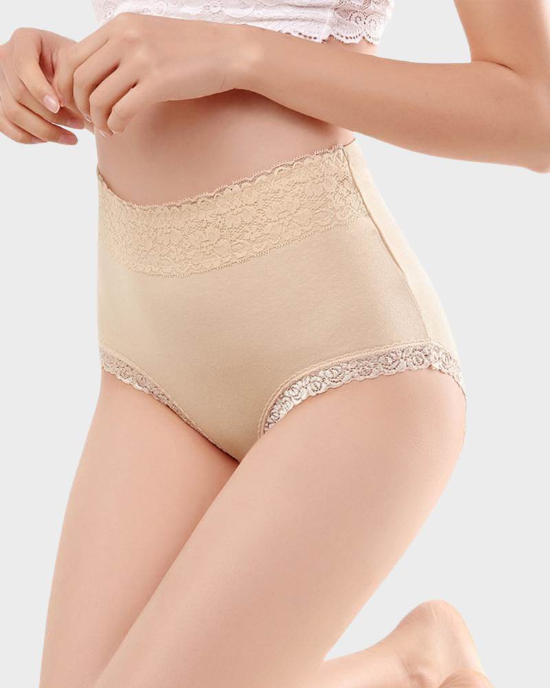 BlissShe® Cotton Lace High-Waisted Panties