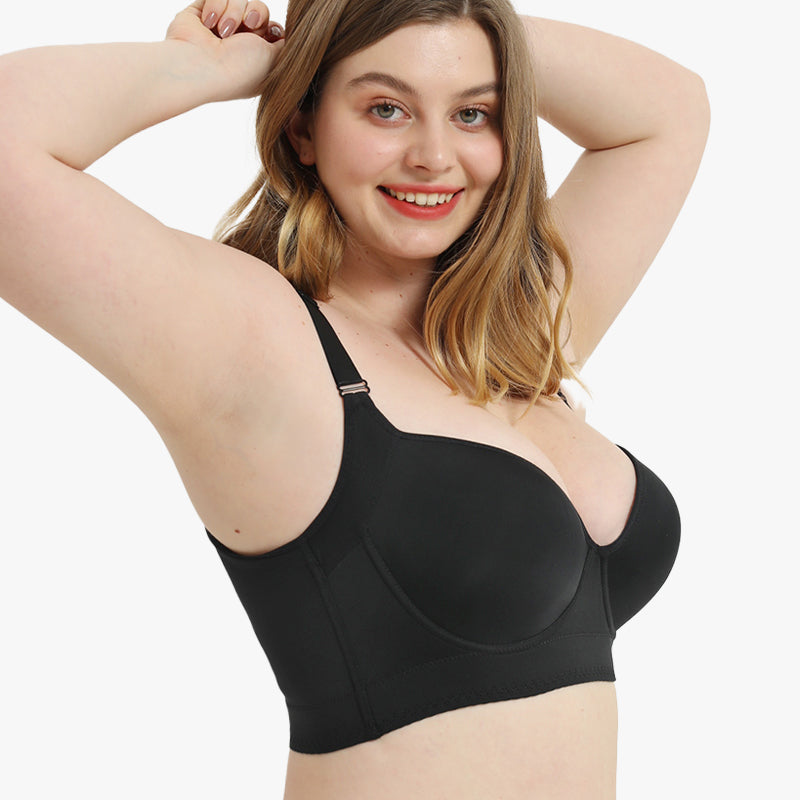 BlissShe® Full-Coverage Back Smoothing Bra-Black