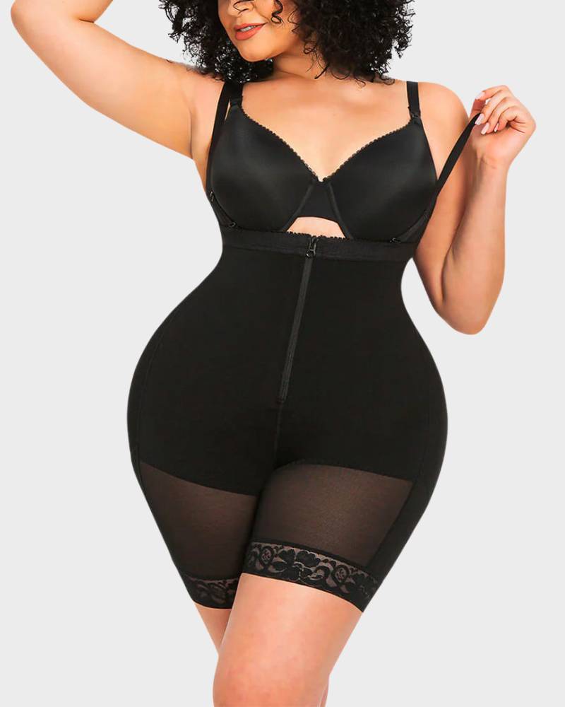 BlissShe® Open Bust Firm Tummy Compression Bodysuit Shaper With Butt Lifter