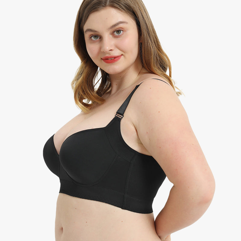 BlissShe® Full-Coverage Back Smoothing Bra-Black