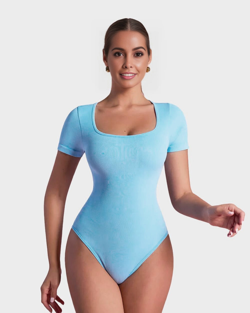 BlissShe® Basic Square Neck Thong Bodysuit