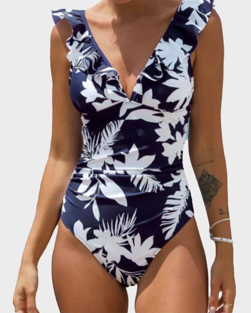 BlissShe® V-Neck One-Piece Bikini Swimsuit