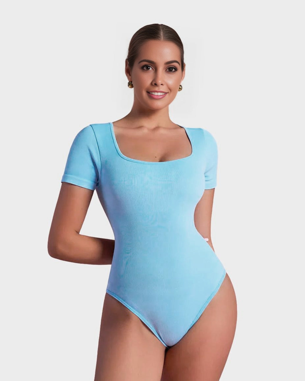 BlissShe® Basic Square Neck Thong Bodysuit