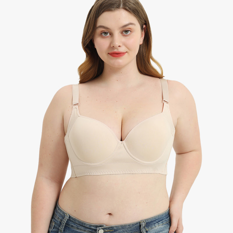 BlissShe® Full-Coverage Back Smoothing Bra-Beige