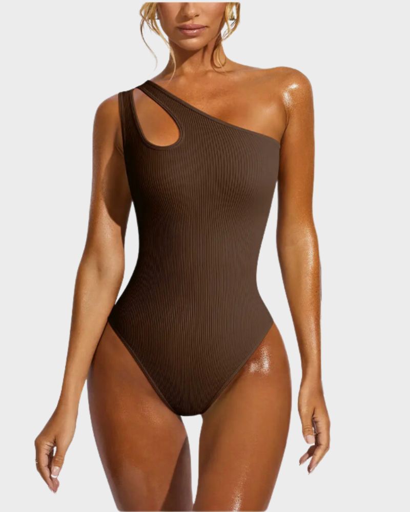 BlissShe® One Shoulder Cutout Thong Bodysuits