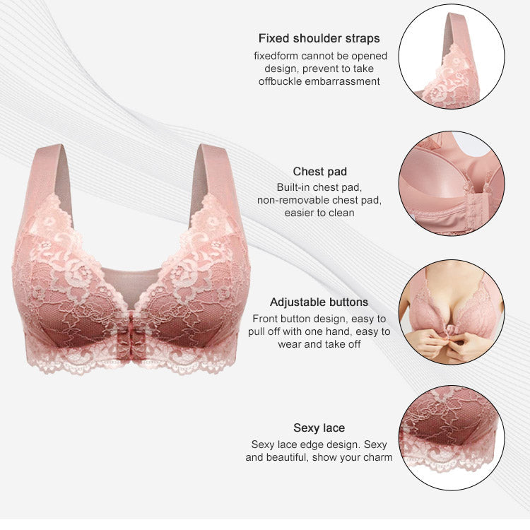 BlissShe®FRONT CLOSURE '5D' SHAPING WIRELESS BEAUTY BACK BRA(BUY 1 GET 2 FREE)-Pink