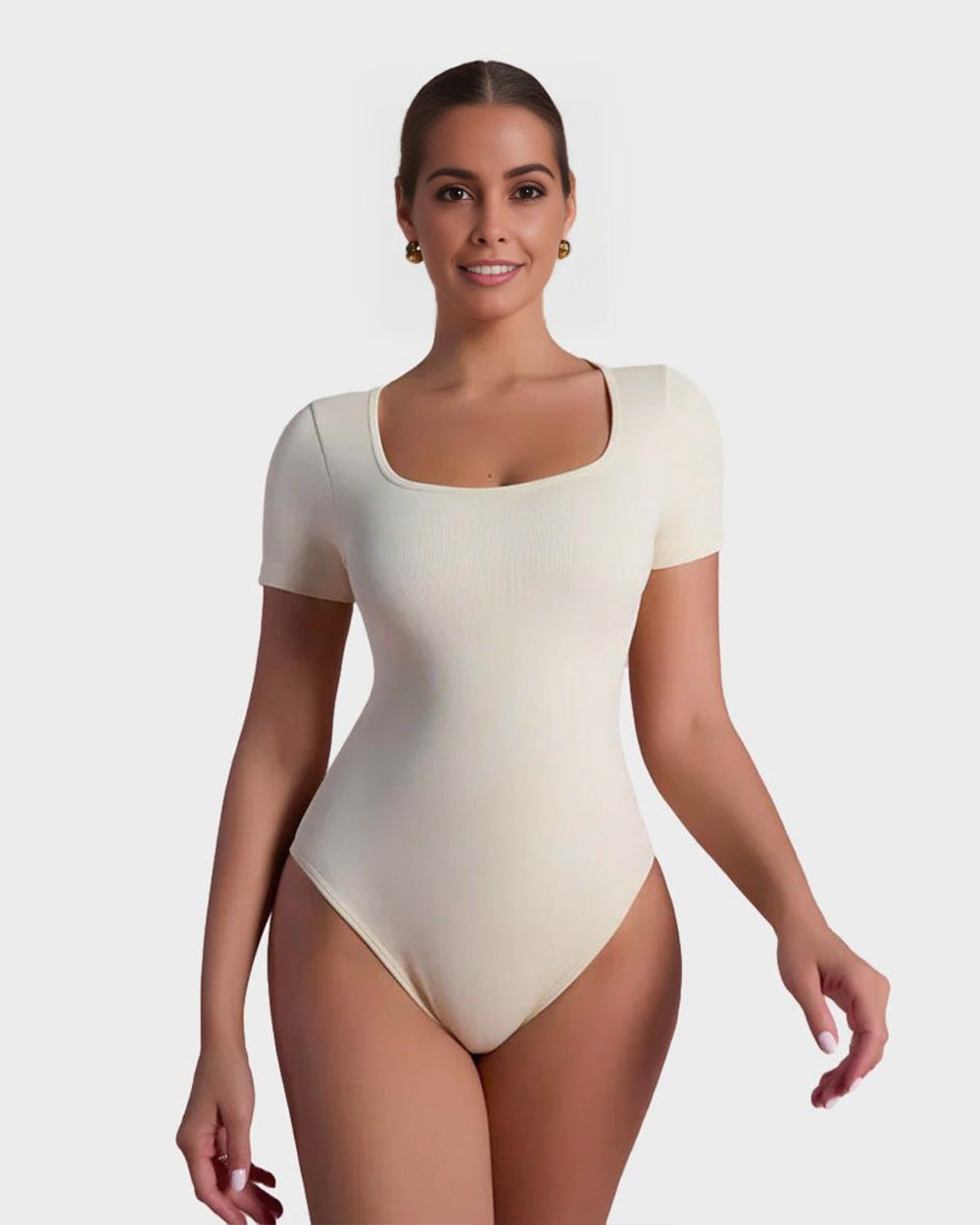 BlissShe® Basic Square Neck Thong Bodysuit