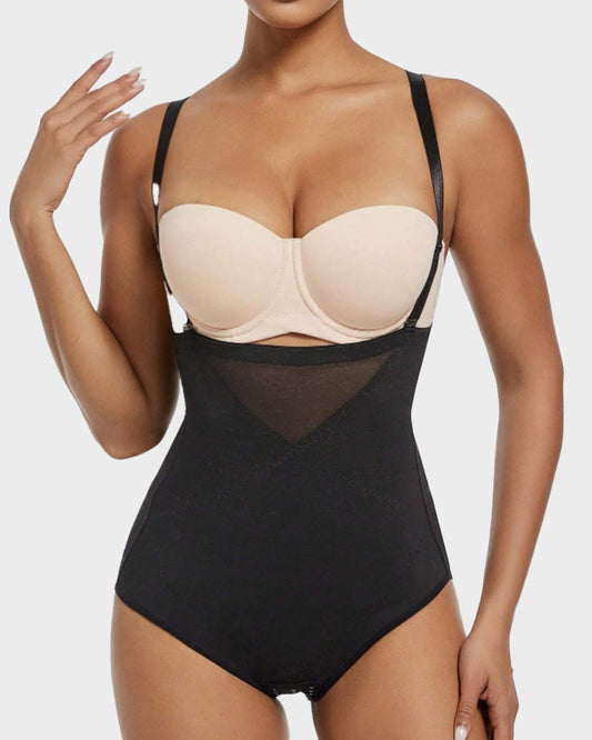 Leichte Shapewear für Damen mit Hüftlift, hoher Taille, Design mit Brustpolstern im Schritt, abnehmbarer, verstellbarer Riemen