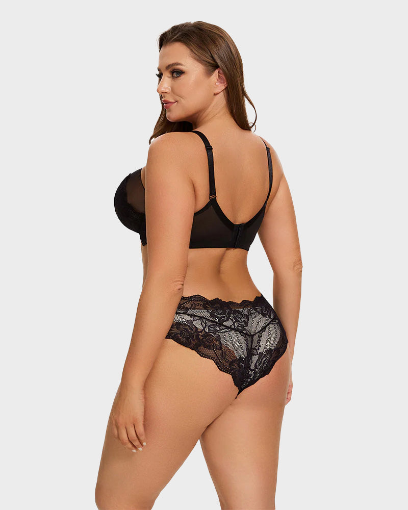 BlissShe® Full Coverage Lace Black Minimizer Bra