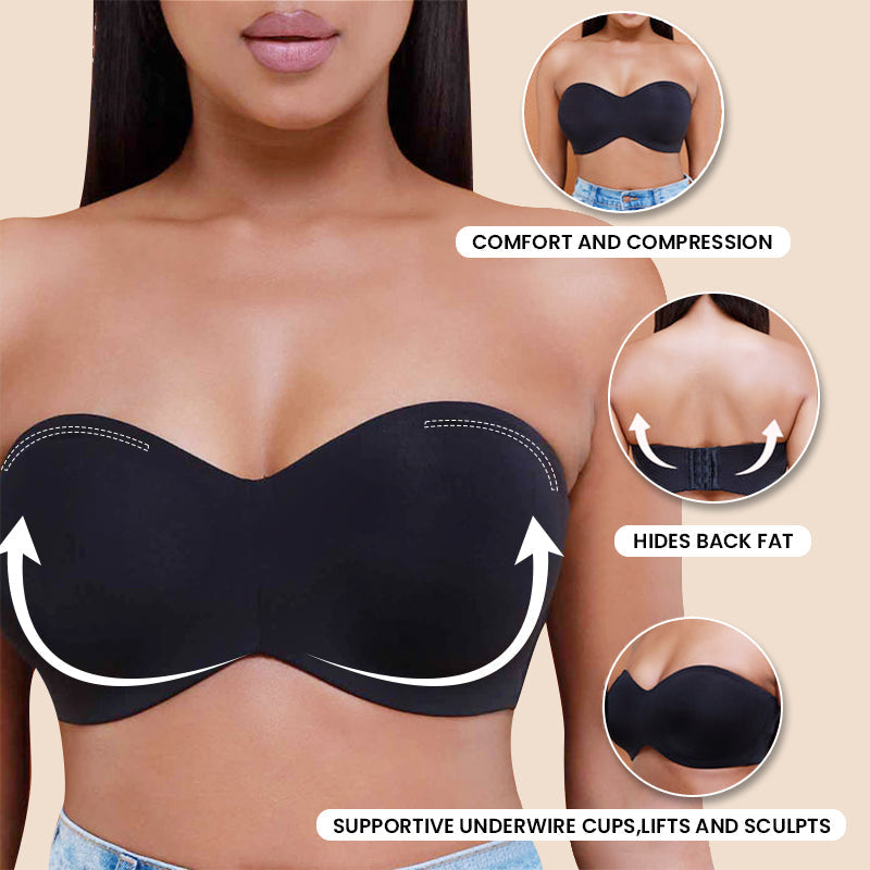 BlissShe® Full Support Non-Slip Convertible Bandeau Bra -Nude