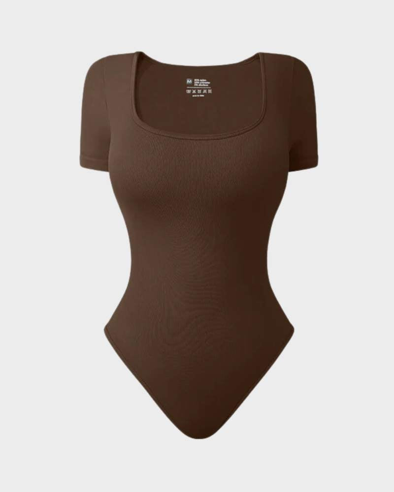 BlissShe® Basic Square Neck Thong Bodysuit