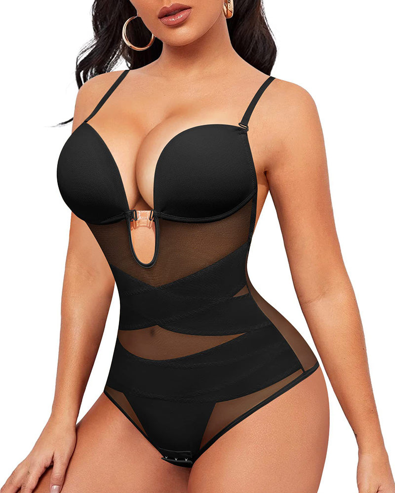 Summer U-shaped built-in soft steel shapewear open breasted, adjustable strap, abdomen cross waist design