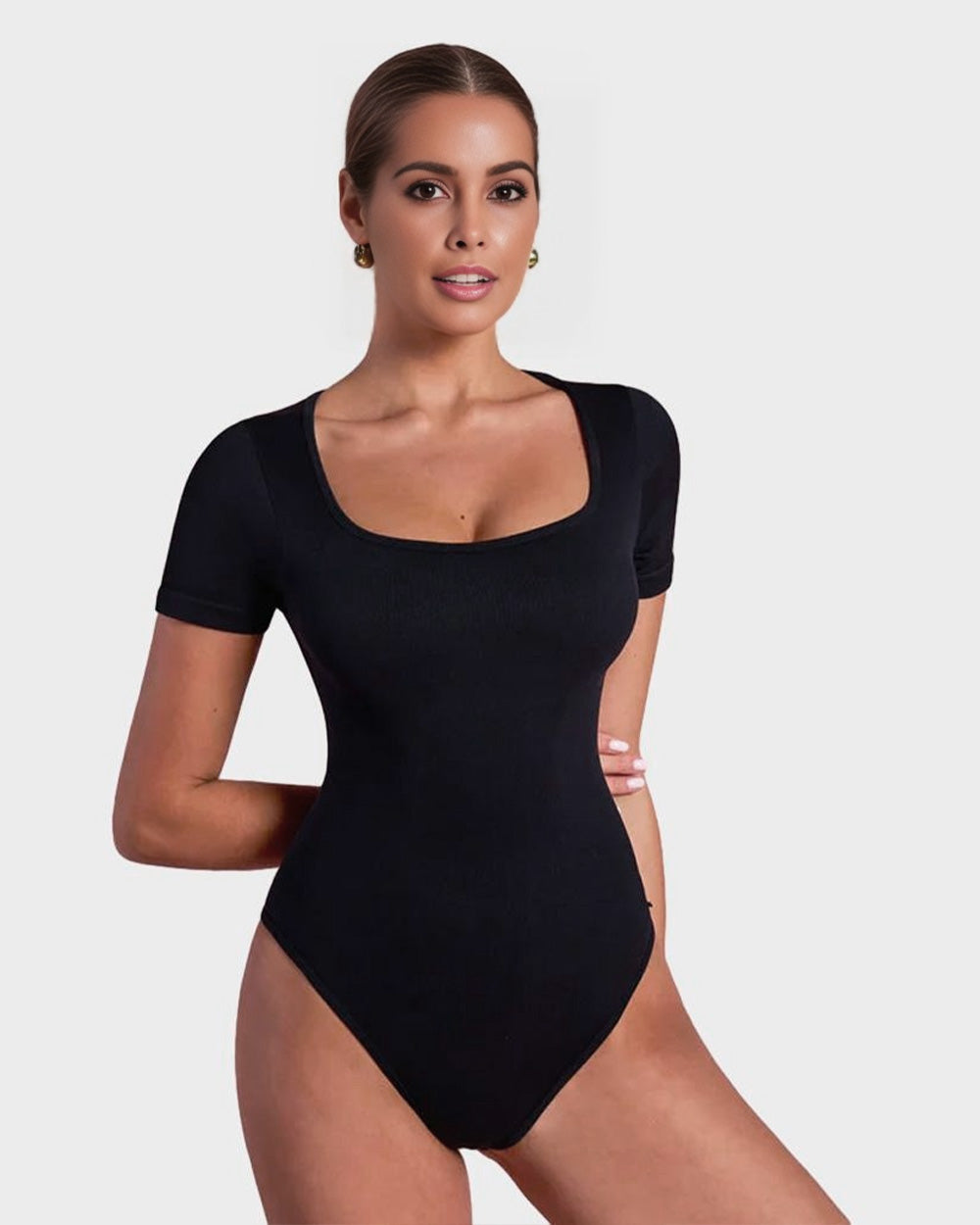 BlissShe® Basic Square Neck Thong Bodysuit