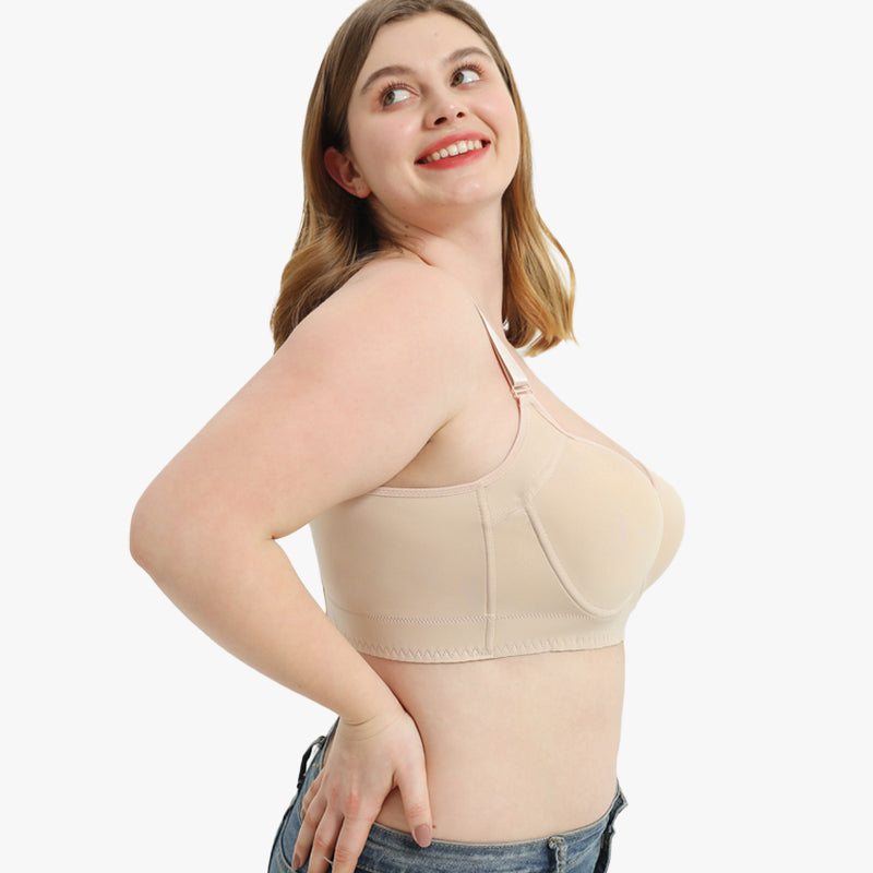 BlissShe® Full-Coverage Back Smoothing Bra-Beige