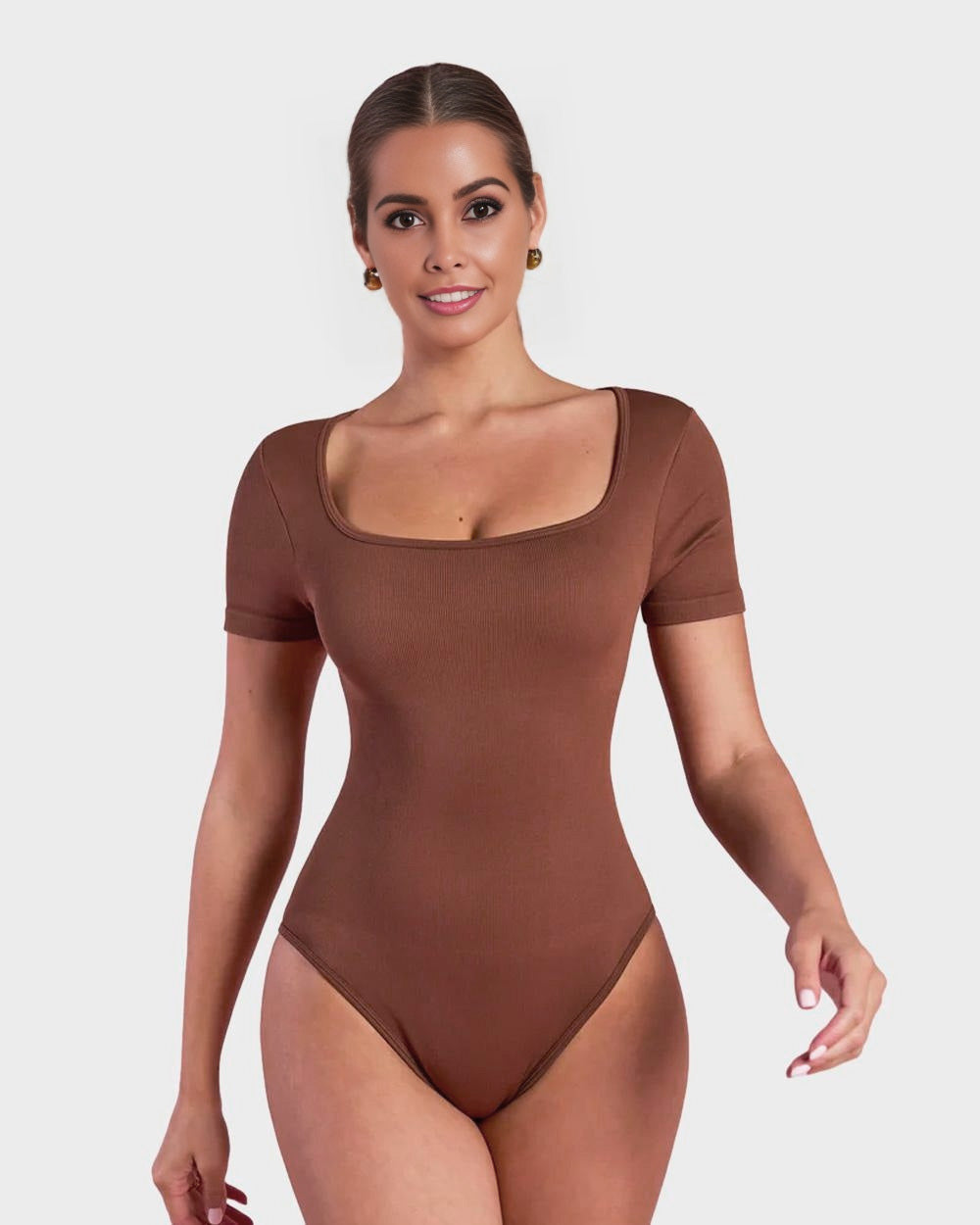 BlissShe® Basic Square Neck Thong Bodysuit