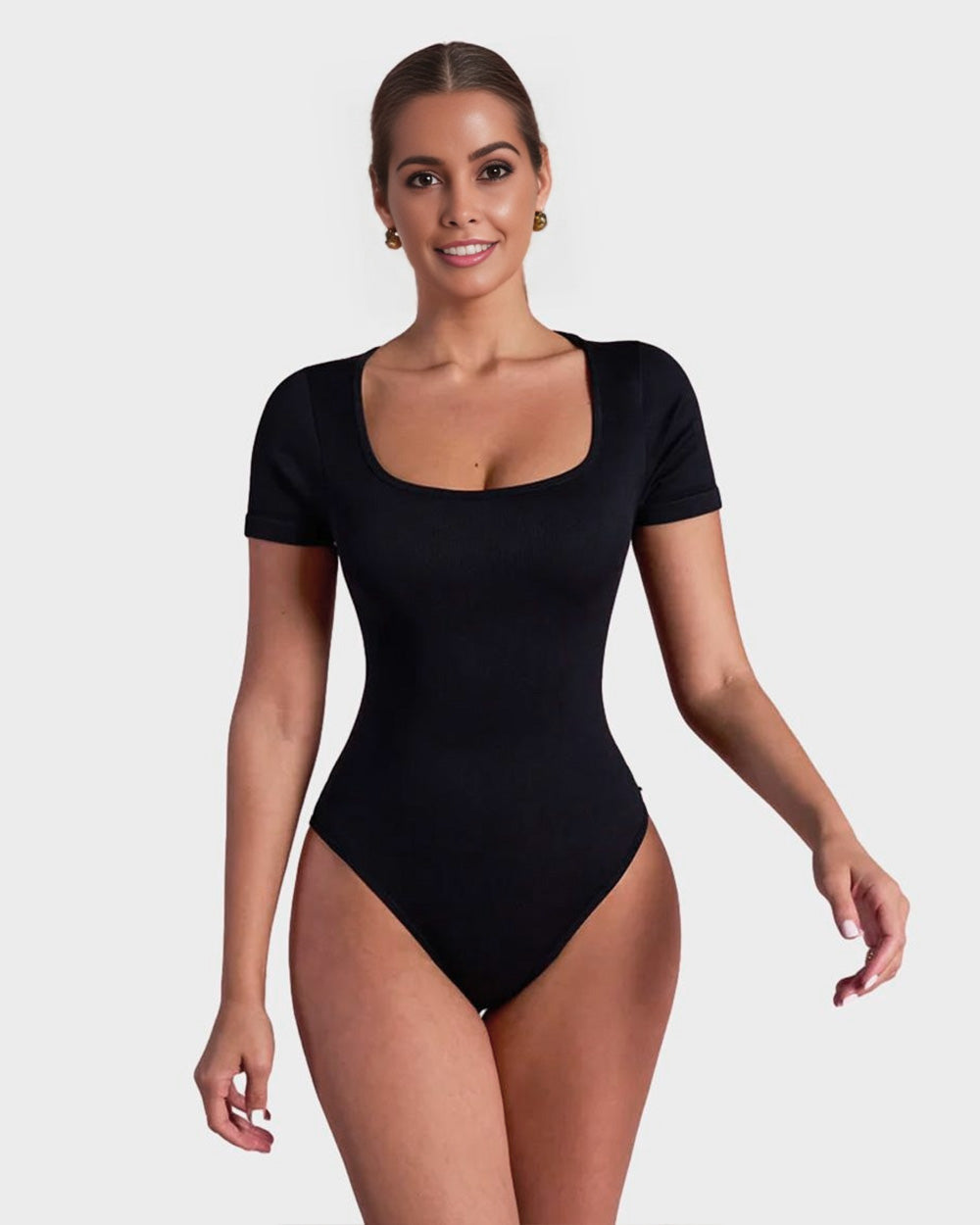 BlissShe® Basic Square Neck Thong Bodysuit