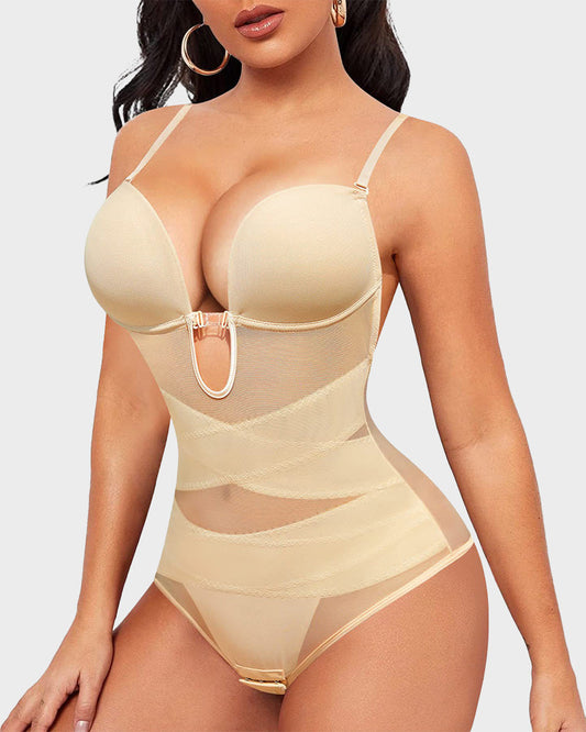 Sommer-Shapewear in U-Form mit integriertem weichem Stahl, offene Brust, verstellbarer Riemen, gekreuzte Bauch-Taille