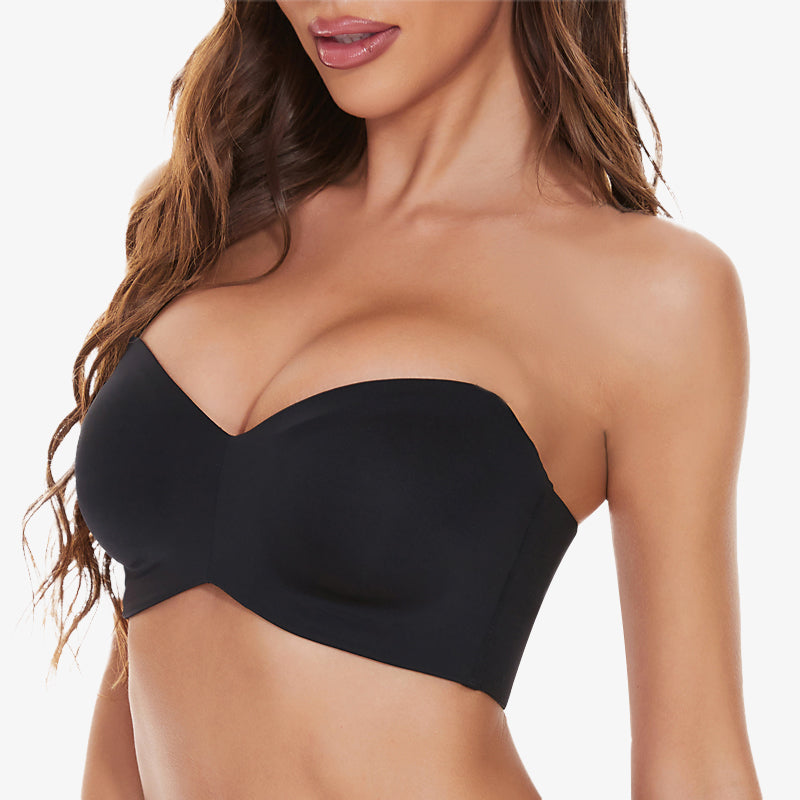 BlissShe® Full Support Non-Slip Convertible Bandeau Bra-Black