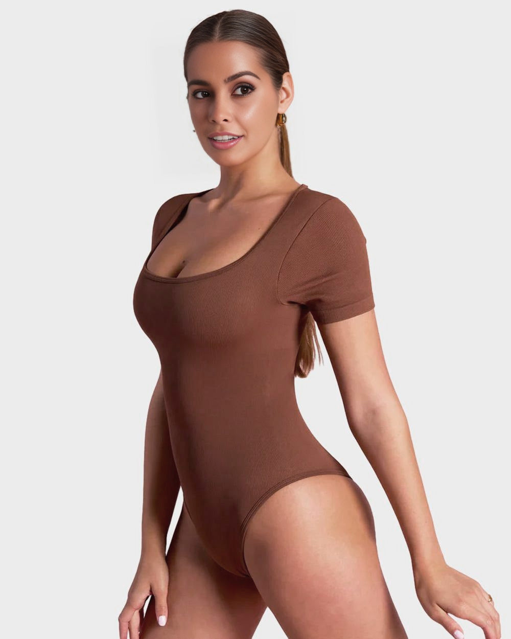 BlissShe® Basic Square Neck Thong Bodysuit