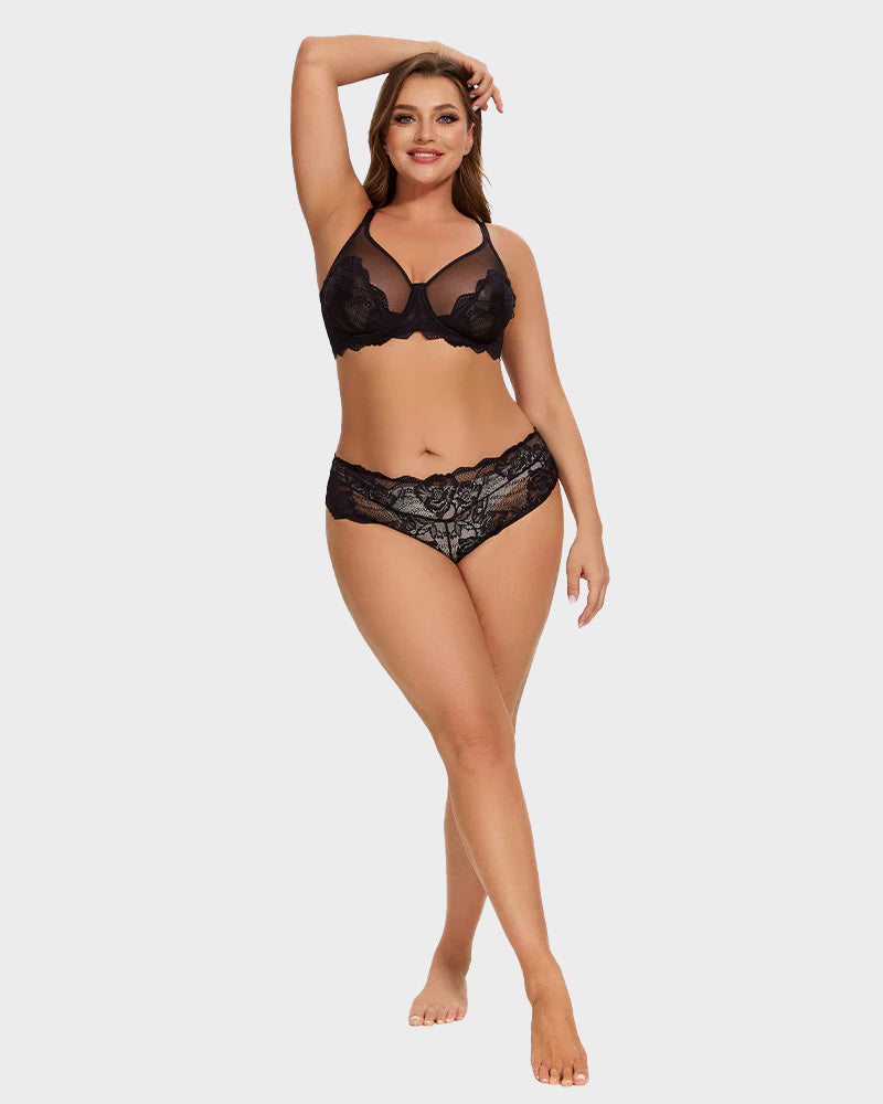 BlissShe® Full Coverage Lace Black Minimizer Bra