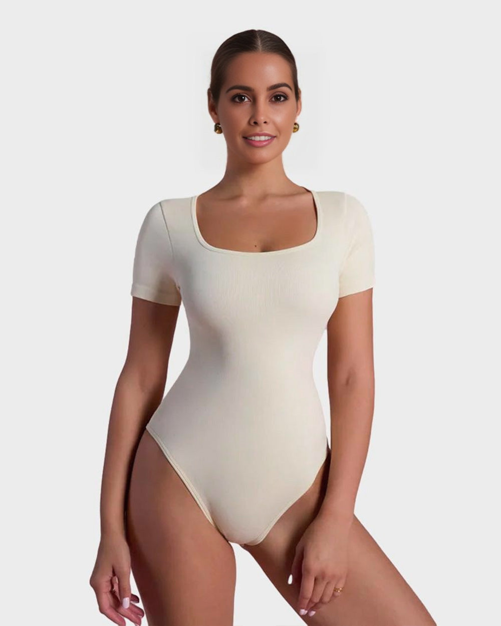 BlissShe® Basic Square Neck Thong Bodysuit