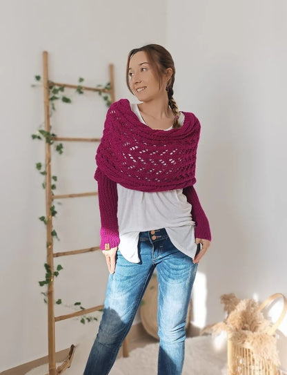 Knitted Cable Wrap, Shrugs For Women, Knitted Wrap