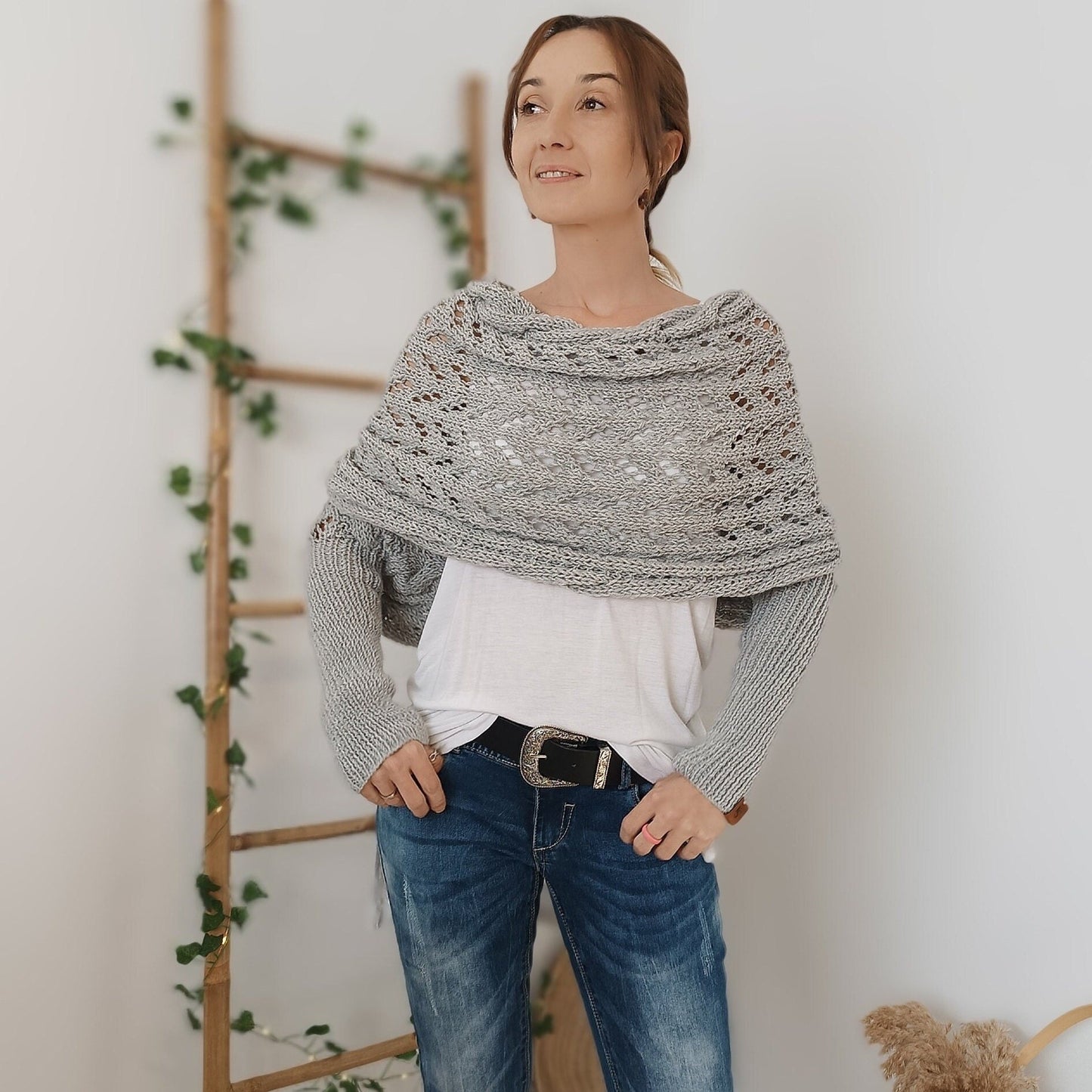 Knitted Cable Wrap, Shrugs For Women, Knitted Wrap