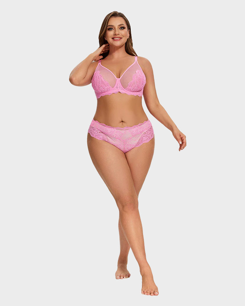 BlissShe® Full Coverage Lace Pink Minimizer Bra