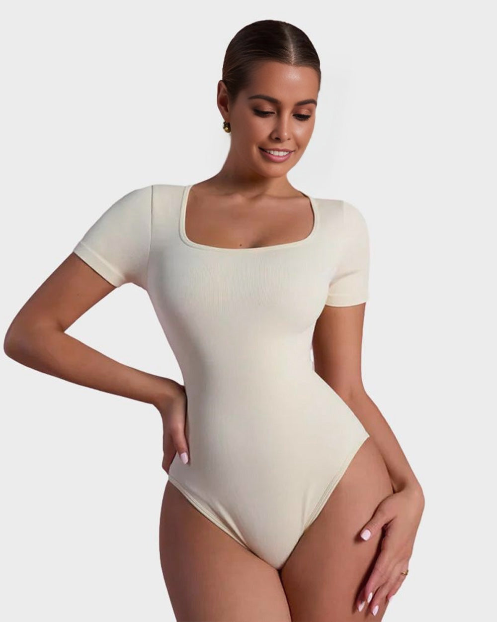 BlissShe® Basic Square Neck Thong Bodysuit