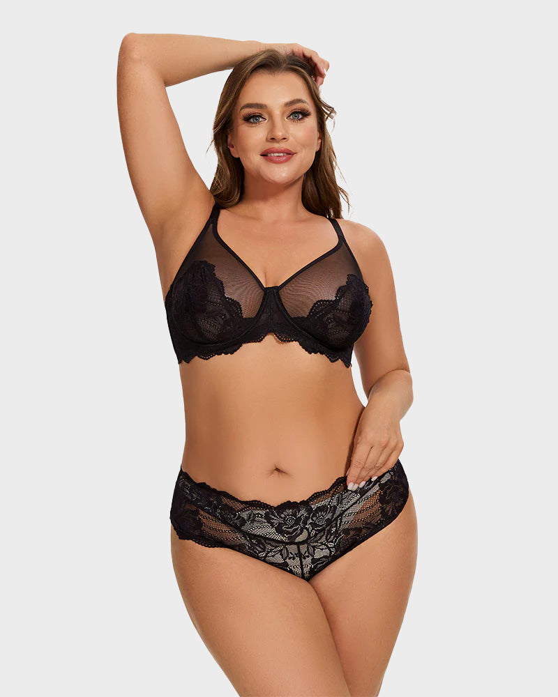 BlissShe® Full Coverage Lace Black Minimizer Bra